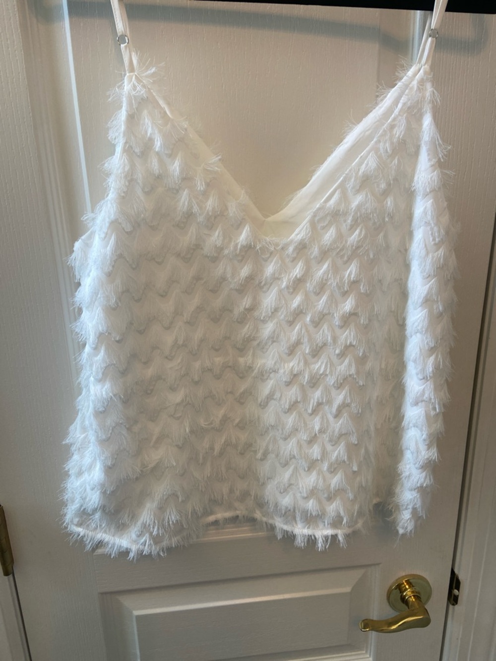 Cupshe White Feather-Trim Cami Top